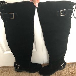 Black Fux suede over the knee boots.